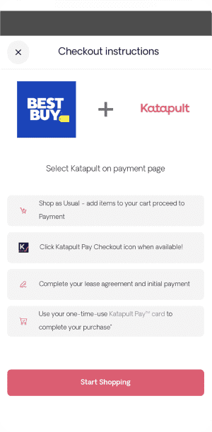 Step-by-step checkout instructions for using Katapult with Best Buy