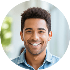 person-looking-happy-front-view Smiling man giving a customer review